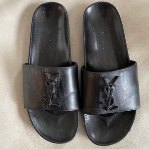 Saint Laurent Leather Slides